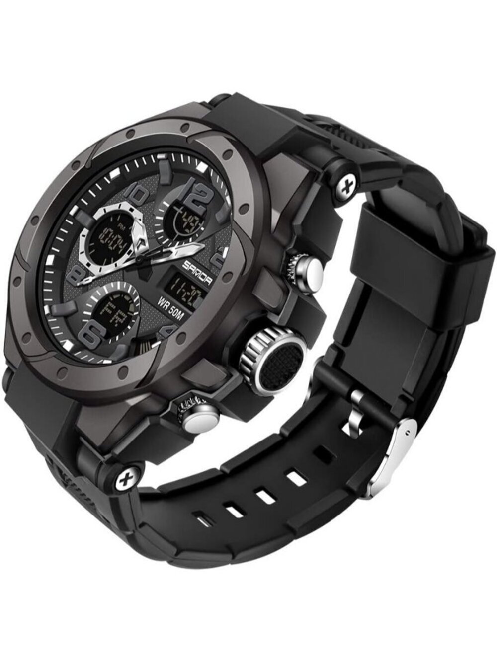 Men's Black Analog Quartz Sport Waterproof Military Tactical LED Digital Watch